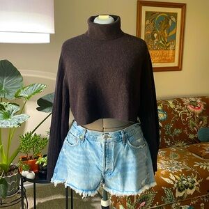 All Saints Cropped Sweater Bitter Brown Size large